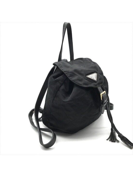 Prada Nylon Tessuto Triangle Logo Leather Backpack Black main image 10